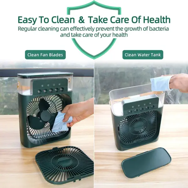 3-in-1 Mini Portable Air Conditioner | Desk Air Cooler with 3-Level Humidifier | 600ml Water Tank | USB Rechargeable - Image 4