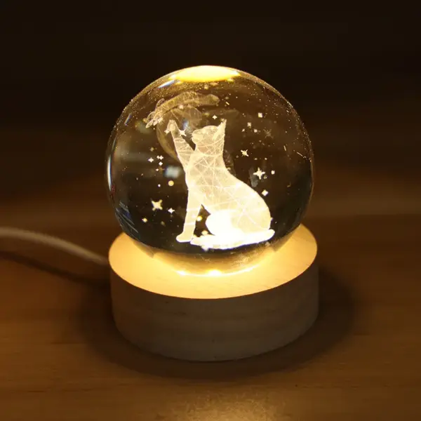 Gift 3D Galaxy Crystal Ball Night Light with Wooden Base – Solar System LED Lamp for Bedroom & Home Décor - Image 3