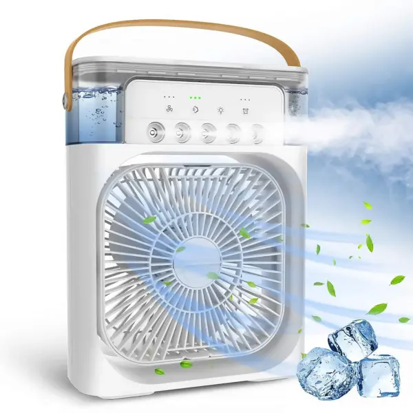 3-in-1 Mini Portable Air Conditioner | Desk Air Cooler with 3-Level Humidifier | 600ml Water Tank | USB Rechargeable - Image 5